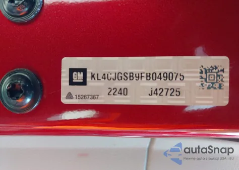 2015 Buick Encore Leather из США, поврежденный, VIN KL4CJGSB9FB049075